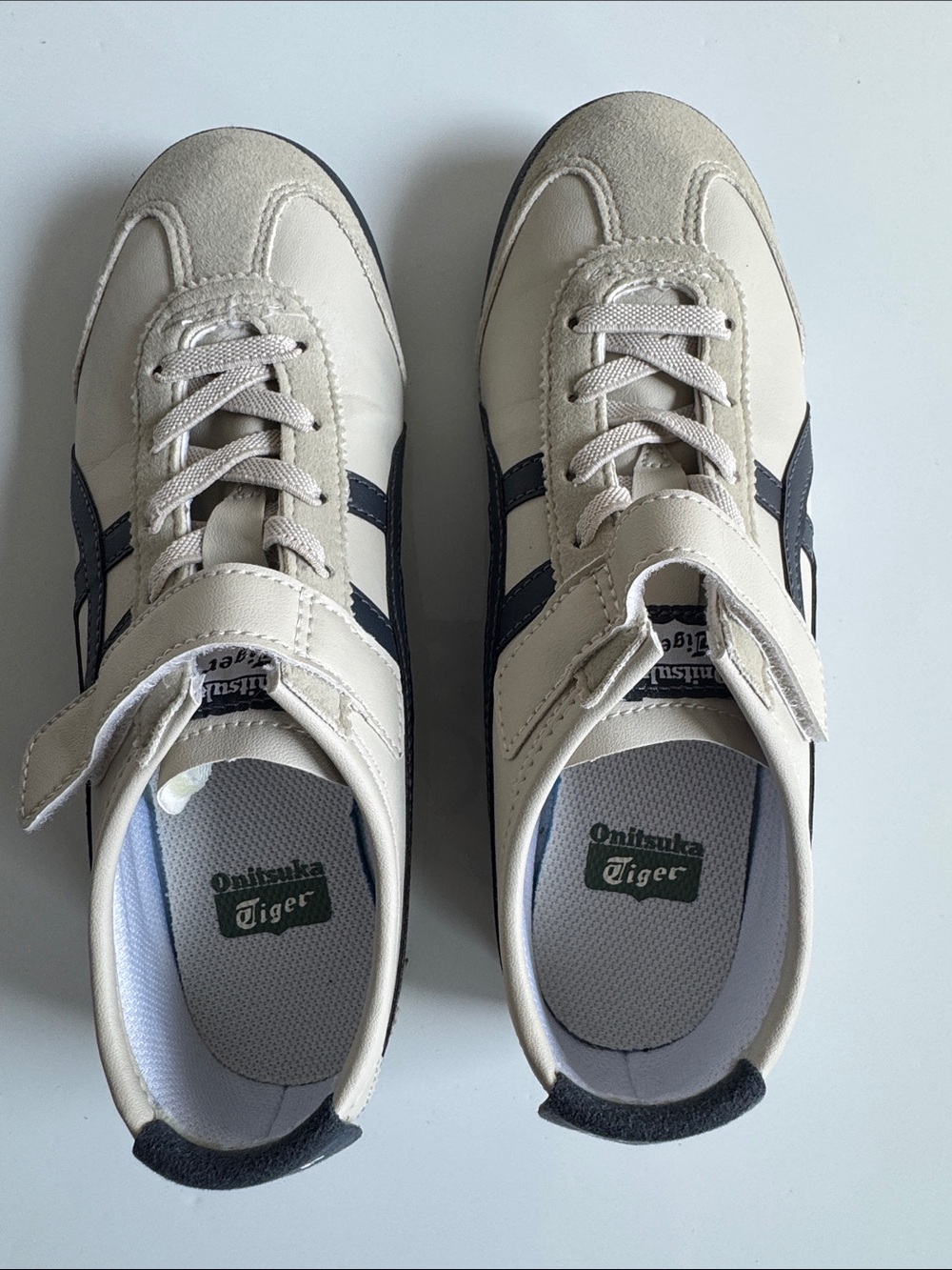 Onitsuka Tiger by Asics Kids Cream and Black Velcro Sneakers